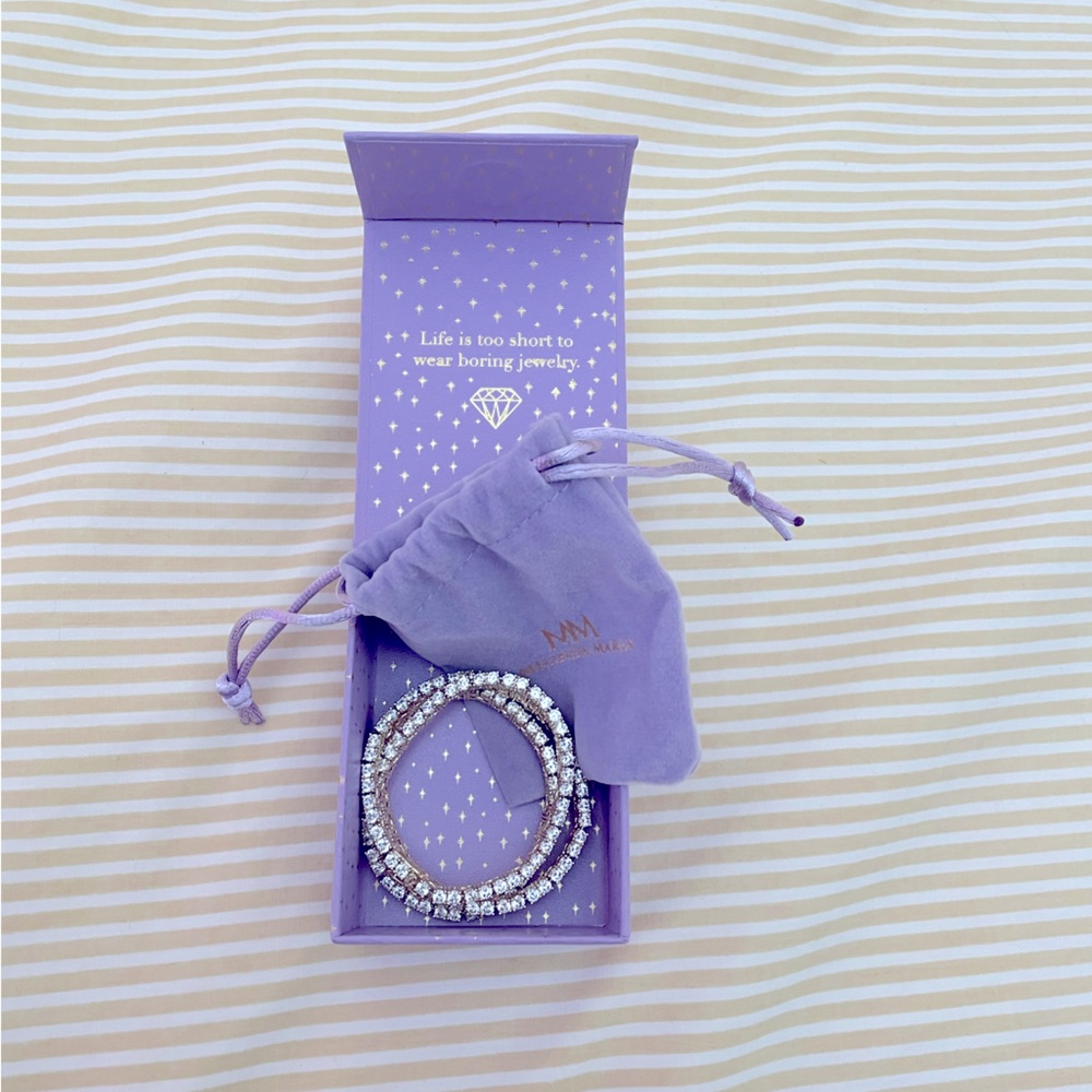 NEW Melinda Maria Grand Heiress Necklace 16” in Gold & White Diamondettes - Picture 4 of 6